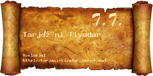 Tarjáni Tivadar névjegykártya